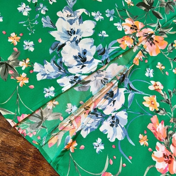 LOFT Green Floral Midi A-Line Skirt Sz6 - Picture 5 of 10